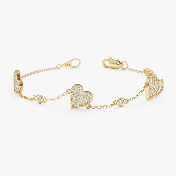 Pave Diamond Station Heart Bracelet, Anara