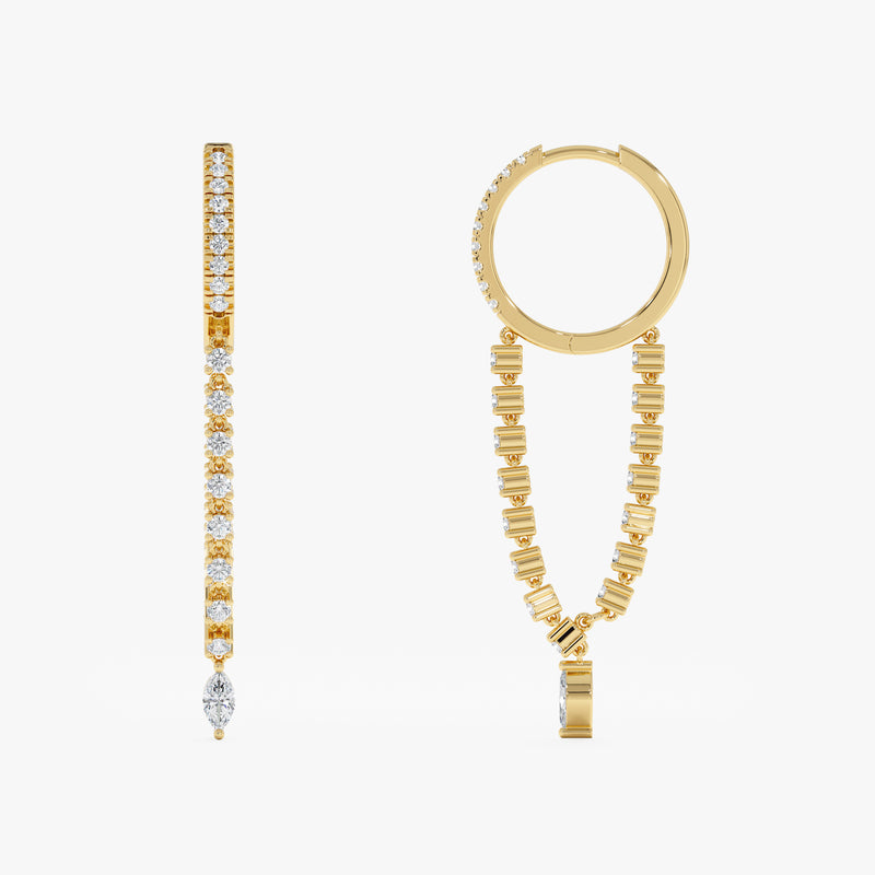 Diamond Chain Hoop Earrings, Luniva