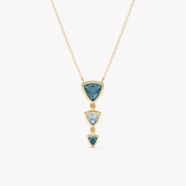 Trilliant Cut Blue Topaz Necklace, Vaelara