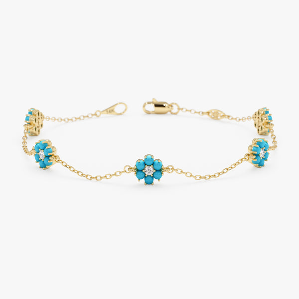 Petite Turquoise Flower Bracelet, Soralyth