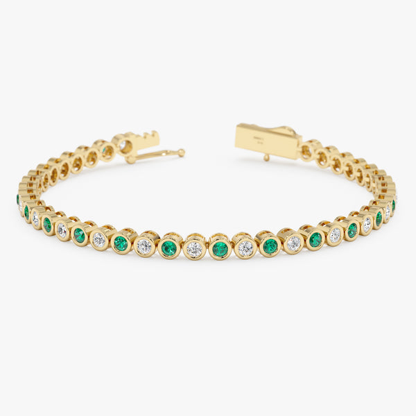 Solid Gold Emerald and Diamond Tennis Bracelet, Myrren