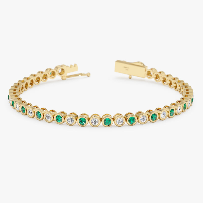 Solid Gold Emerald and Diamond Tennis Bracelet, Myrren