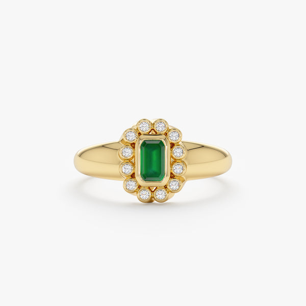 yellow gold diamond emerald band