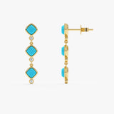 Turquoise and Lab Grown Diamond Drop Earrings, Ziranya