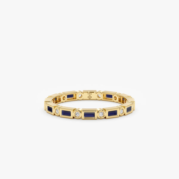 Bezel Sapphire Diamond Eternity Ring