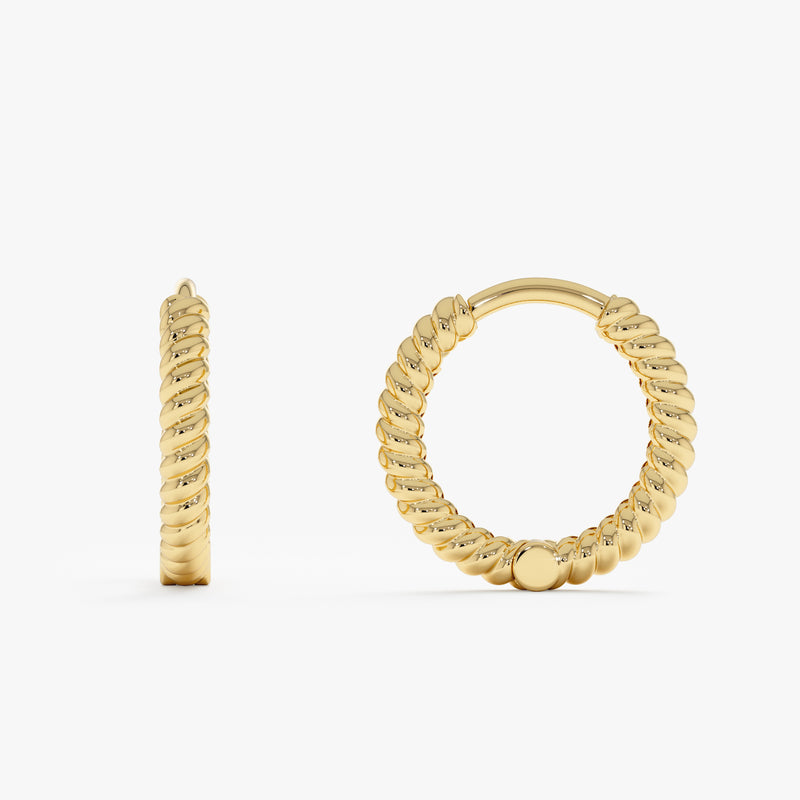 Solid Gold Rope Huggies, Aileen