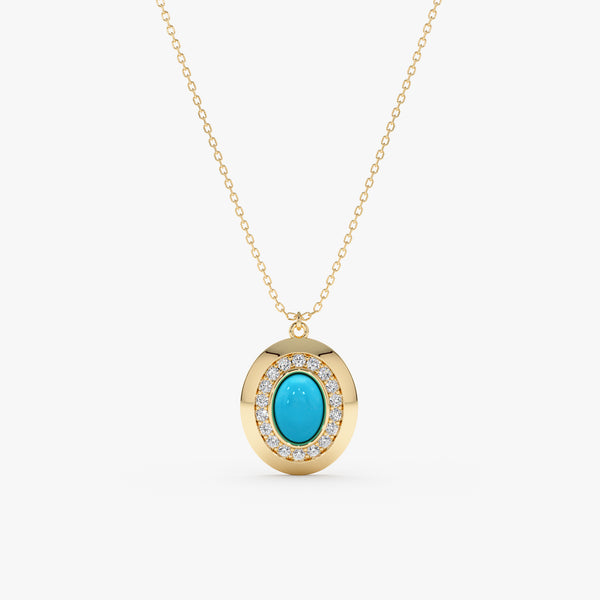 Oval Turquoise Gemstone Necklace, Ysoltine