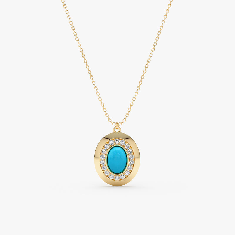 Oval Turquoise Gemstone Necklace, Ysoltine