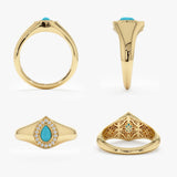 Natural Turquoise Signet Ring, Elanora