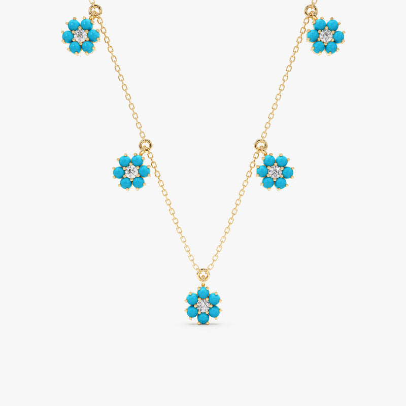 Turquoise Flower Station Necklace, Velisse