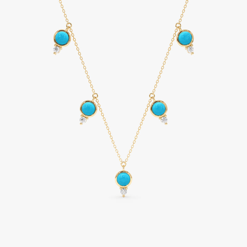 Turquoise and Lab Grown Diamond Drop Necklace, Isantha