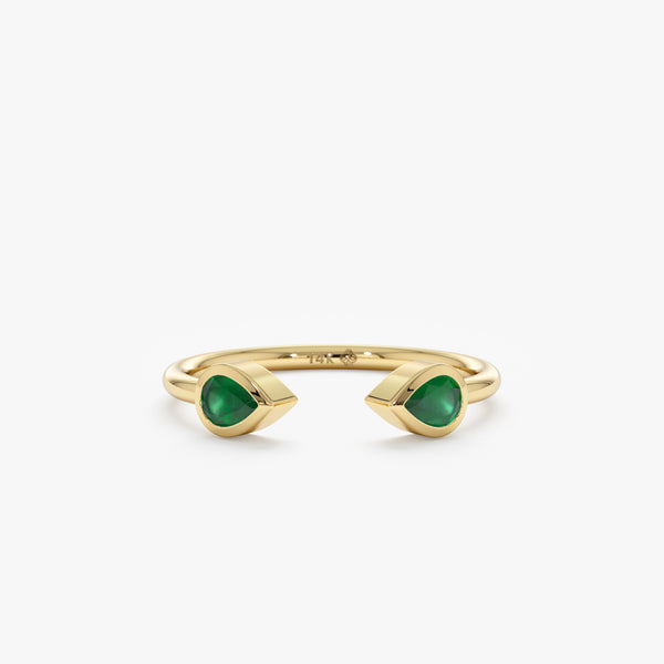 yellow gold drop emerald ring