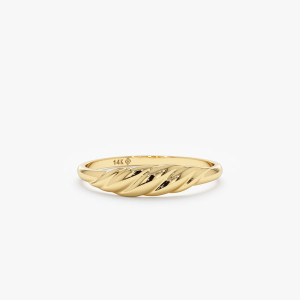 Handcrafted In Solid Gold Textured Croissant Ring, Gen