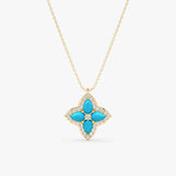 Turquoise & Lab Grown Diamond Flower Necklace, Eirlys