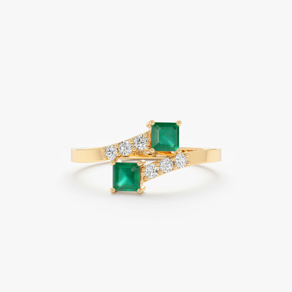 yellow gold emerald diamond ring