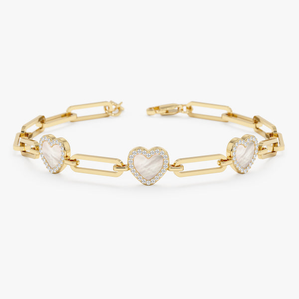Triple Mother of Pearl Heart Bracelet, Nireth