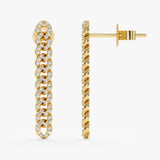 Pave Diamond Cuban Chain Drop Earrings, Azriella