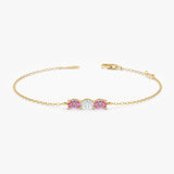 Dainty Pink and White Sapphire Bracelet, Zelindra