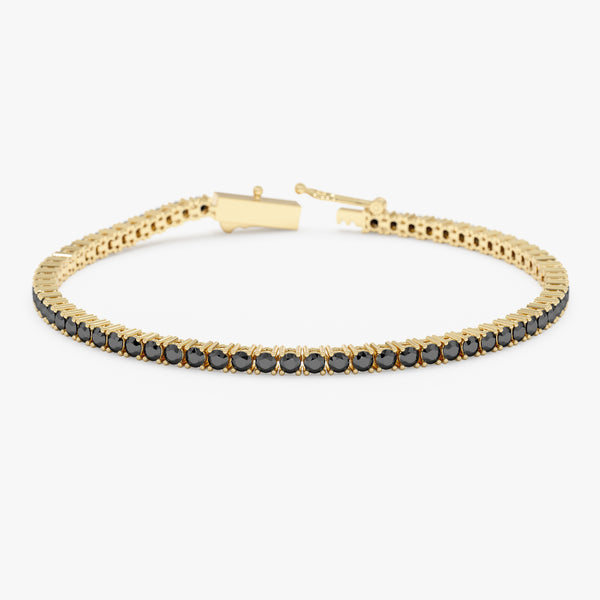 Black Diamond Tennis Bracelet, Genuine Black Diamond Bracelet, Serelina