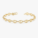 Mariner Chain Lab Grown Diamond Bracelet, Solid Gold Anchor Link Bracelet, Lirien