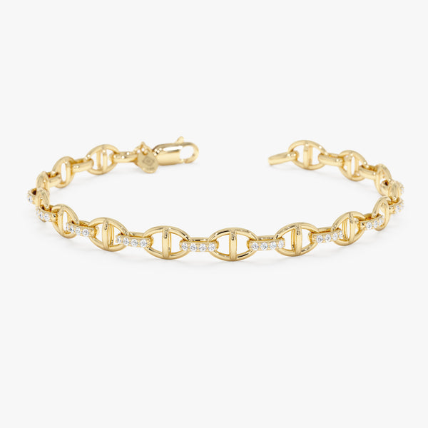 Mariner Chain Lab Grown Diamond Bracelet, Solid Gold Anchor Link Bracelet, Lirien