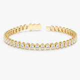 Solid Gold Oval Bezel Set Lab Grown Diamond Bracelet, Zorina