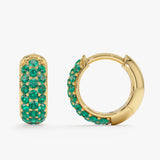 Wide Emerald Huggie Hoop Earrings, Azrielle