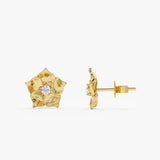 Solid Gold Flower Stud Earrings, Vexa