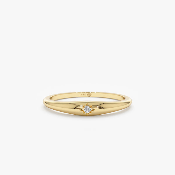 Petite starburst diamond ring in yellow gold
