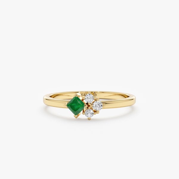 yellow gold emerald diamond band