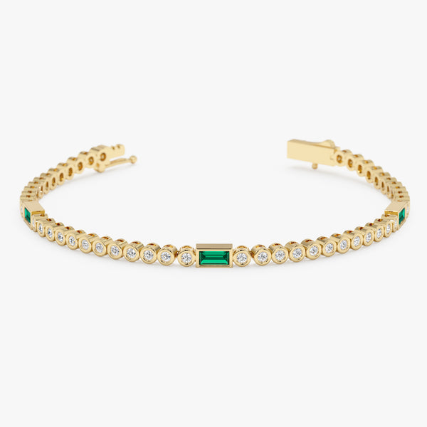 Lab Grown Diamond and Emerald Tennis Bracelet, Ravynna