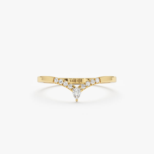 yellow gold diamond v ring