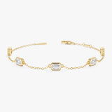 Emerald Cut Lab Diamond Station Bracelet, Evaloria