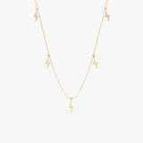 Minimalistic Solid Gold Dangling Lightning Bolt Necklace, Briella