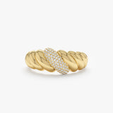Chunky Solid Gold & Diamond Croissant Ring, Amina