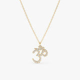 Natural Diamond OM Mantra Symbol Gold Necklace, Aahana