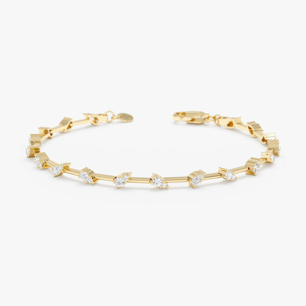 Zig Zag Diamond Station Bracelet,Bridal Shower Gift, Briseis