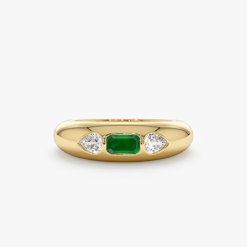 Emerald Cut Emerald and Pear Shape Diamond