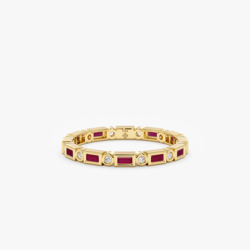 Bezel Ruby Diamond Eternity Ring