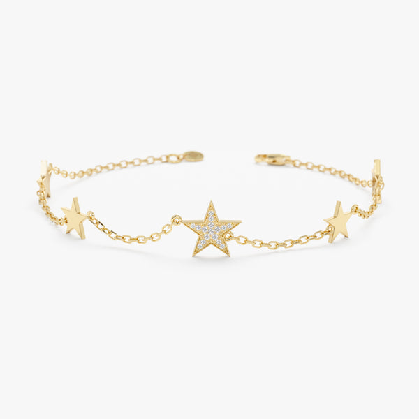 yellow gold diamond star bracelet