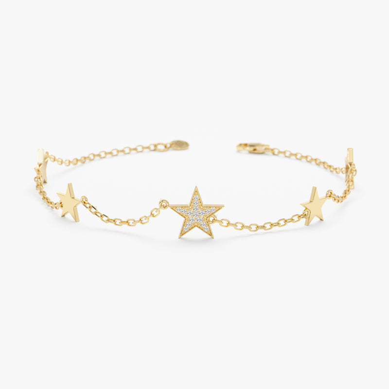 yellow gold diamond star bracelet