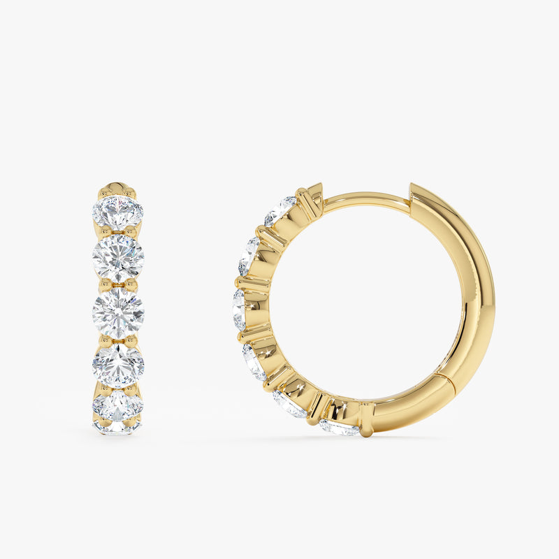Solid Gold Prong Set Hoops, Orinthia