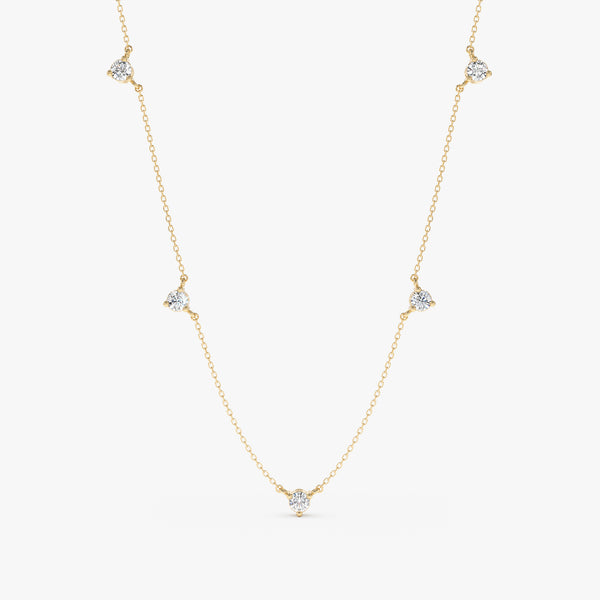 yellow gold diamond station necklace