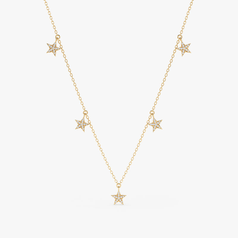 Pave Diamond Dangle Star Layering Necklace, Polaris