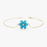Turquoise Flower Bracelet, Lab Grown Diamond, Junelle