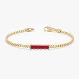 Princess Cut Ruby Cuban Chain Bracelet, Lyriavelle