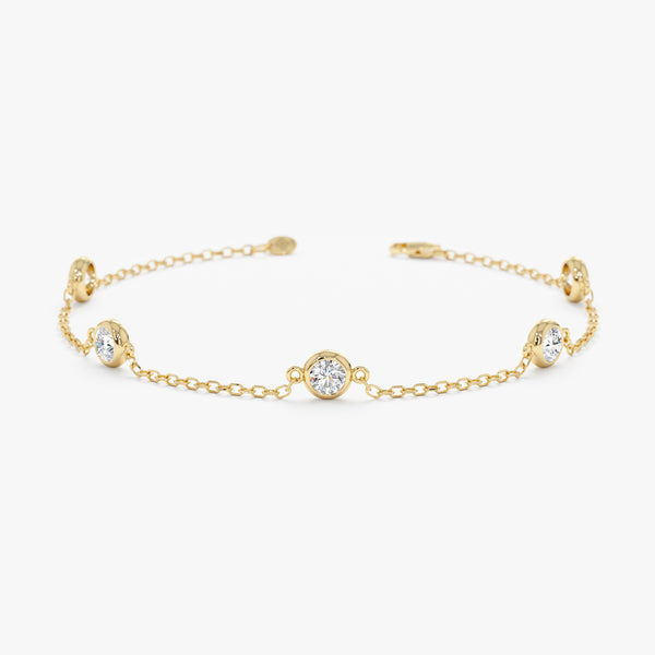 Natural Diamond By the Yard Bracelet In Solid Gold - 1 ctw, Tanya