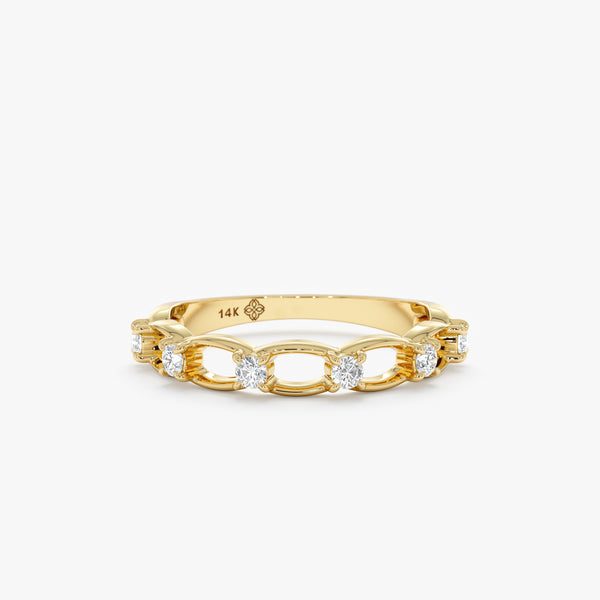 yellow gold, natural diamond link ring