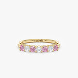 Alternating Pink and White Sapphire Half Eternity Ring, Rynn