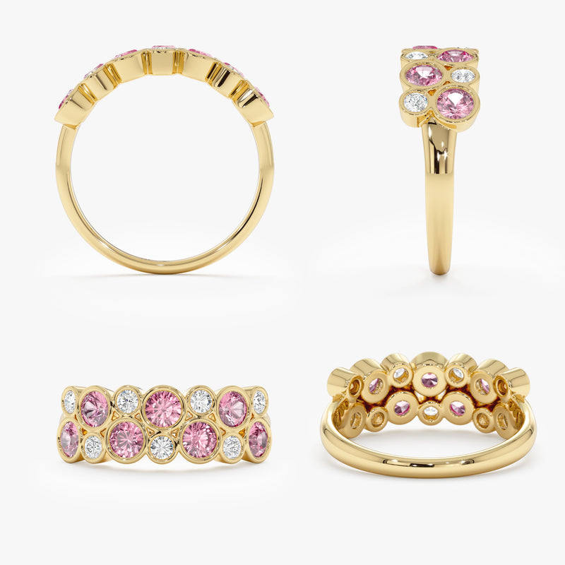 pink tourmaline and diamond cluster ring